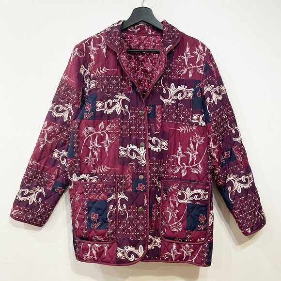 EUC Vintage Reversible Quilted Patchwork Jacket Plum Purple XL - Picture 1 of 9